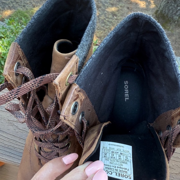 Sorel PDX Lace up Wedge Lexie Wedge Brown Black grey flannel Size 12 - Picture 7 of 7